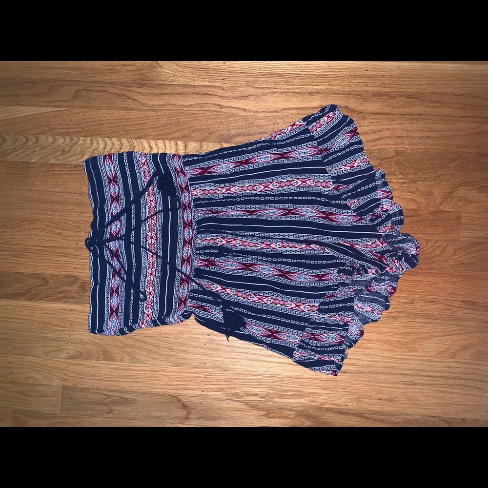 Textile patterned strapless or haltered romper! - Picture 2 of 2